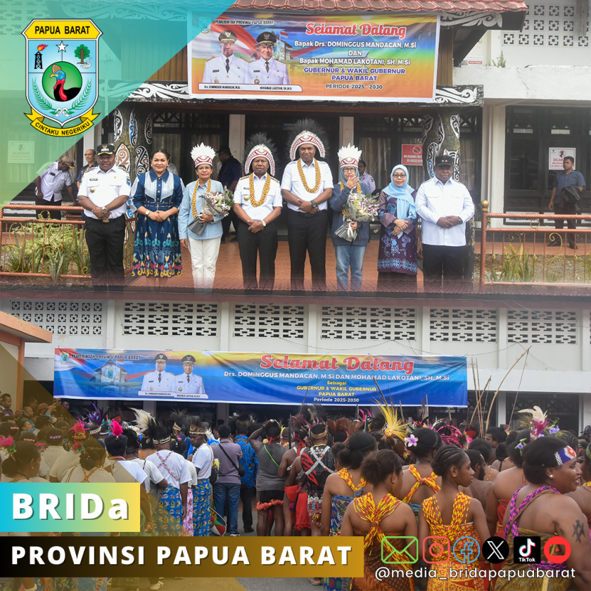 Gubernur dan Wakil Gubernur Papua Barat Disambut Meriah Di Manokwari